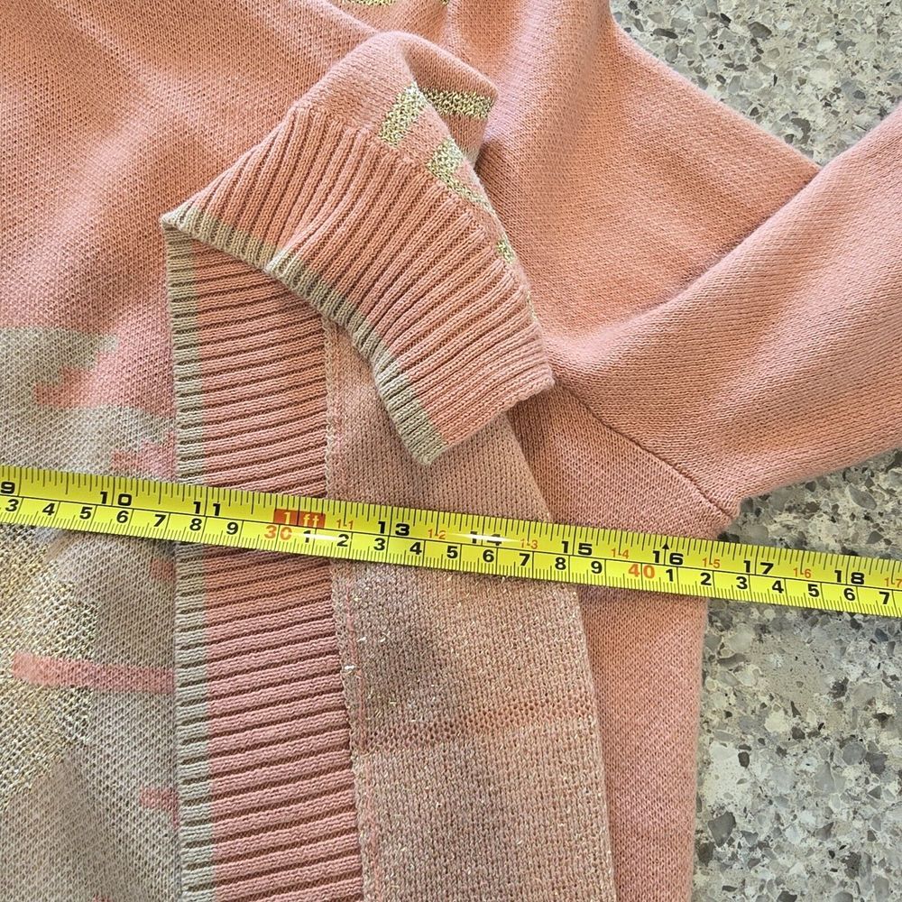 Hooked Up by I.O.T.  Sweater Medium Cardigan Women Pwach Aztec‎ Sparkly.D53 - Picture 11 of 12